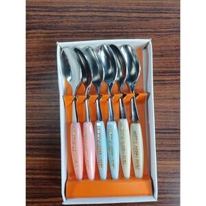 Vintage Small Spoon 6 Piece Colorful Handles Knotts Berry Farm Advertising